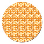 Yellow And White Owl Pattern Magnet 5  (Round) Front