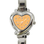 Yellow And White Owl Pattern Heart Italian Charm Watch Front