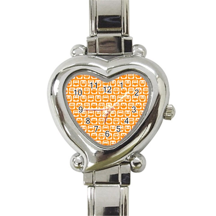 Yellow And White Owl Pattern Heart Italian Charm Watch