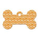 Yellow And White Owl Pattern Dog Tag Bone (Two Sides) Back