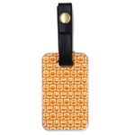 Yellow And White Owl Pattern Luggage Tags (One Side)  Front