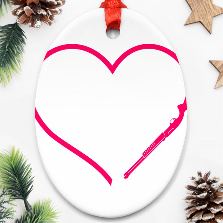 Customizable Shotgun Heart Oval Ornament (Two Sides)