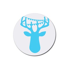 Party Deer With Bunting Rubber Round Coaster (4 Pack)  by CraftyLittleNodes