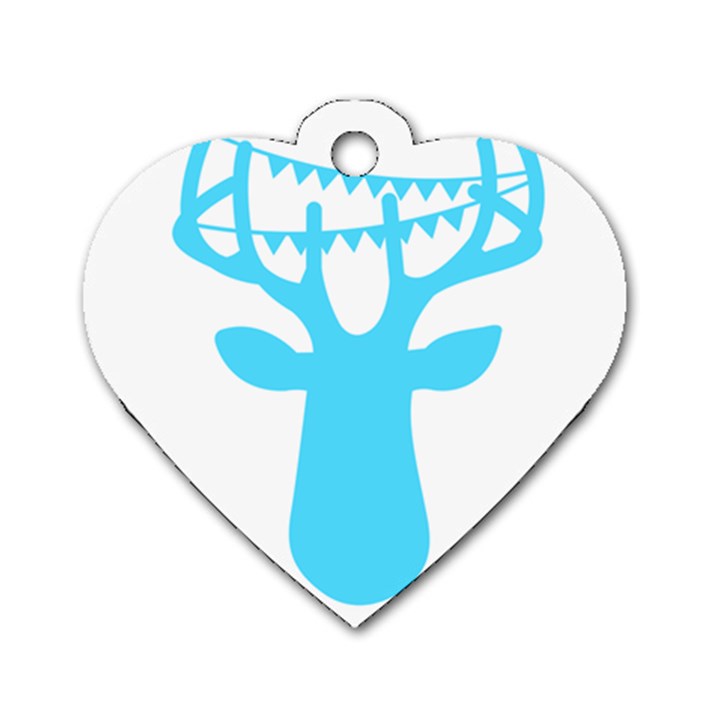 Party Deer With Bunting Dog Tag Heart (Two Sides)