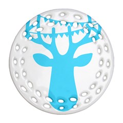 Party Deer With Bunting Round Filigree Ornament (2side)