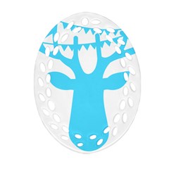 Party Deer With Bunting Oval Filigree Ornament (2-side) 