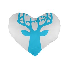 Party Deer With Bunting Standard 16  Premium Flano Heart Shape Cushions by CraftyLittleNodes