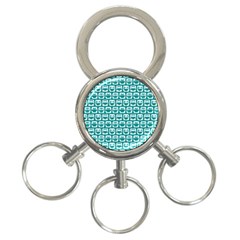 Teal And White Owl Pattern 3-ring Key Chains by GardenOfOphir