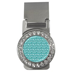 Teal And White Owl Pattern Money Clips (cz) 