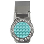 Teal And White Owl Pattern Money Clips (CZ)  Front