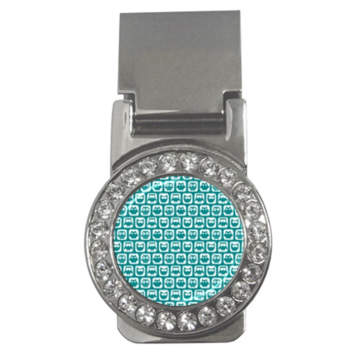 Teal And White Owl Pattern Money Clips (CZ) 