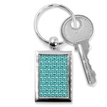 Teal And White Owl Pattern Key Chains (Rectangle)  Front