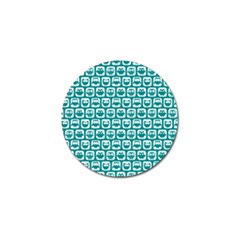 Teal And White Owl Pattern Golf Ball Marker