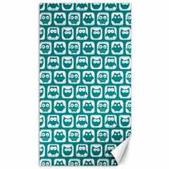 Teal And White Owl Pattern Canvas 40  X 72   by GardenOfOphir