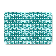 Teal And White Owl Pattern Small Doormat  by GardenOfOphir