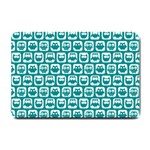 Teal And White Owl Pattern Small Doormat  24 x16  Door Mat