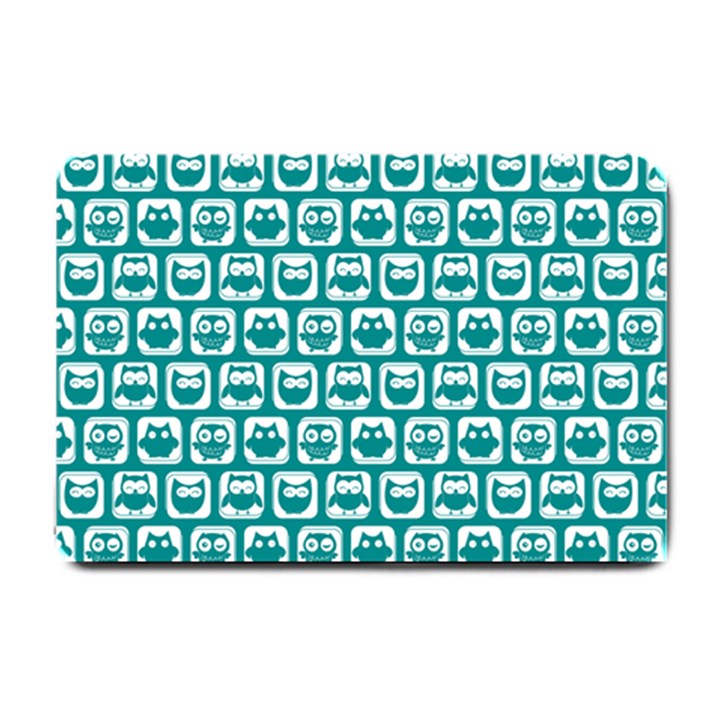 Teal And White Owl Pattern Small Doormat 