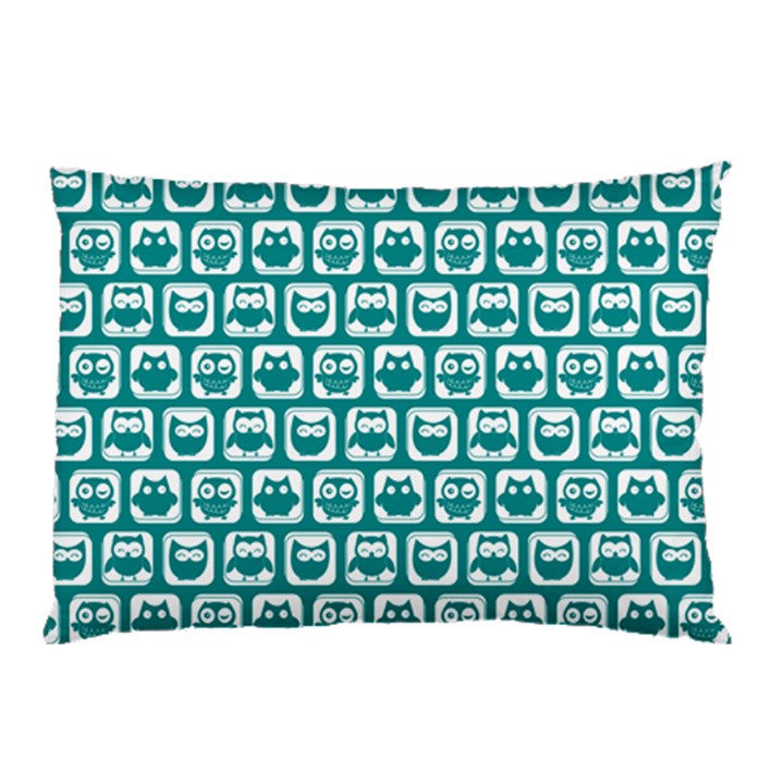 Teal And White Owl Pattern Pillow Cases