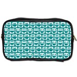 Teal And White Owl Pattern Toiletries Bags 2-Side Front