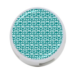 Teal And White Owl Pattern 4-port Usb Hub (two Sides)  by GardenOfOphir