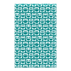 Teal And White Owl Pattern Shower Curtain 48  X 72  (small)  by GardenOfOphir