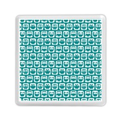 Teal And White Owl Pattern Memory Card Reader (square) 