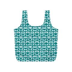 Teal And White Owl Pattern Full Print Recycle Bags (s)  by GardenOfOphir