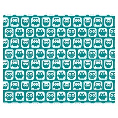 Teal And White Owl Pattern Double Sided Flano Blanket (medium) 