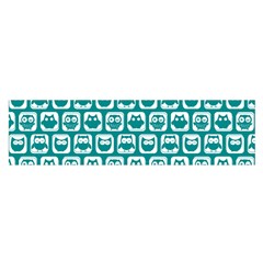 Teal And White Owl Pattern Satin Scarf (oblong) by GardenOfOphir