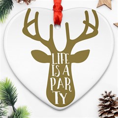 Life Is A Party Buck Deer Ornament (heart) 