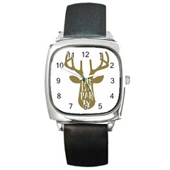 Life Is A Party Buck Deer Square Metal Watches