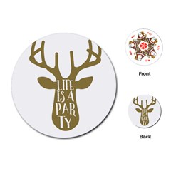 Life Is A Party Buck Deer Playing Cards (round)  by CraftyLittleNodes