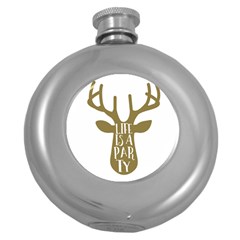 Life Is A Party Buck Deer Round Hip Flask (5 Oz)