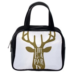 Life Is A Party Buck Deer Classic Handbags (one Side)