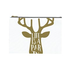 Life Is A Party Buck Deer Cosmetic Bag (large)  by CraftyLittleNodes