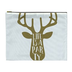 Life Is A Party Buck Deer Cosmetic Bag (xl)