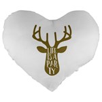 Life Is A Party Buck Deer Large 19  Premium Heart Shape Cushions Front