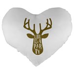 Life Is A Party Buck Deer Large 19  Premium Heart Shape Cushions Back