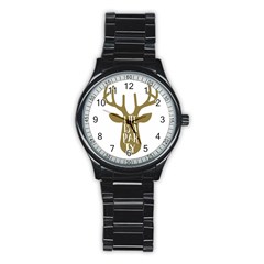 Life Is A Party Buck Deer Stainless Steel Round Watches