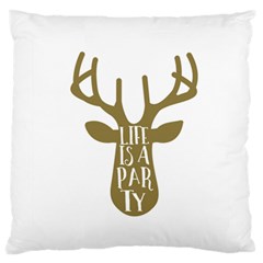 Life Is A Party Buck Deer Large Flano Cushion Cases (one Side) 