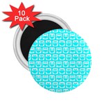 Aqua Turquoise And White Owl Pattern 2.25  Magnets (10 pack)  Front