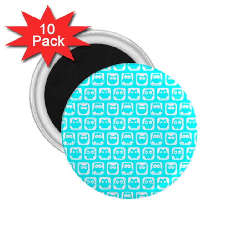 Aqua Turquoise And White Owl Pattern 2.25  Magnets (10 pack) 