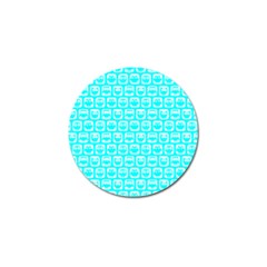 Aqua Turquoise And White Owl Pattern Golf Ball Marker