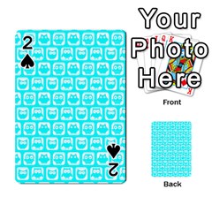 Aqua Turquoise And White Owl Pattern Playing Cards 54 Designs 