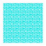 Aqua Turquoise And White Owl Pattern Medium Glasses Cloth (2-Side) Front