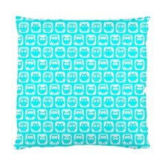 Aqua Turquoise And White Owl Pattern Standard Cushion Case (one Side) 