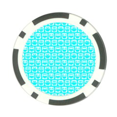 Aqua Turquoise And White Owl Pattern Poker Chip Card Guards (10 Pack)  by GardenOfOphir