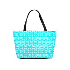 Aqua Turquoise And White Owl Pattern Shoulder Handbags by GardenOfOphir