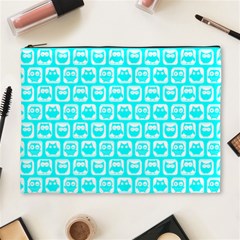 Aqua Turquoise And White Owl Pattern Cosmetic Bag (xl) by GardenOfOphir