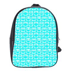 Aqua Turquoise And White Owl Pattern School Bags(large)  by GardenOfOphir